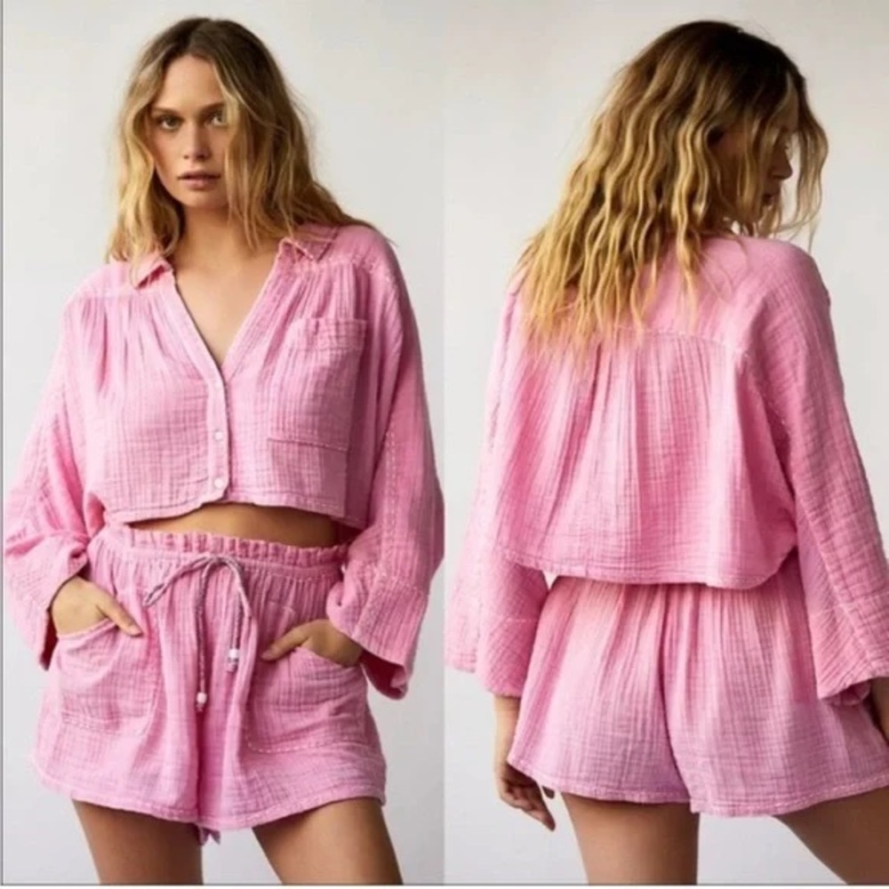 Free People Elora Lounge Top Bubble Gum Size XL - Picture 2 of 11